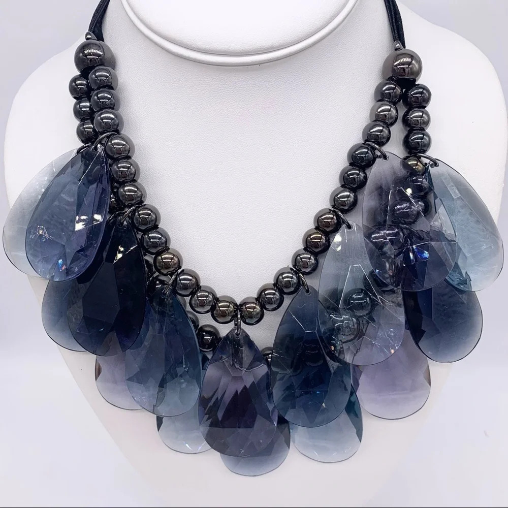 Joan Rivers Blue Lucite Double Strand Necklace